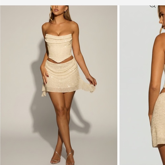 Oh Polly Sybil Embellished Draped Mid-Rise Mini Skirt in White - Picture 4 of 6